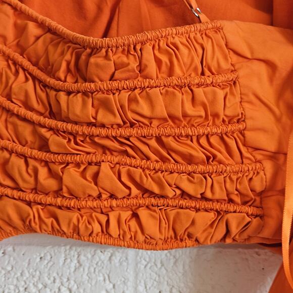 Tanya Taylor Cecil Crop Top Orange‎ Tie Front Tank Size 8 - Picture 8 of 10